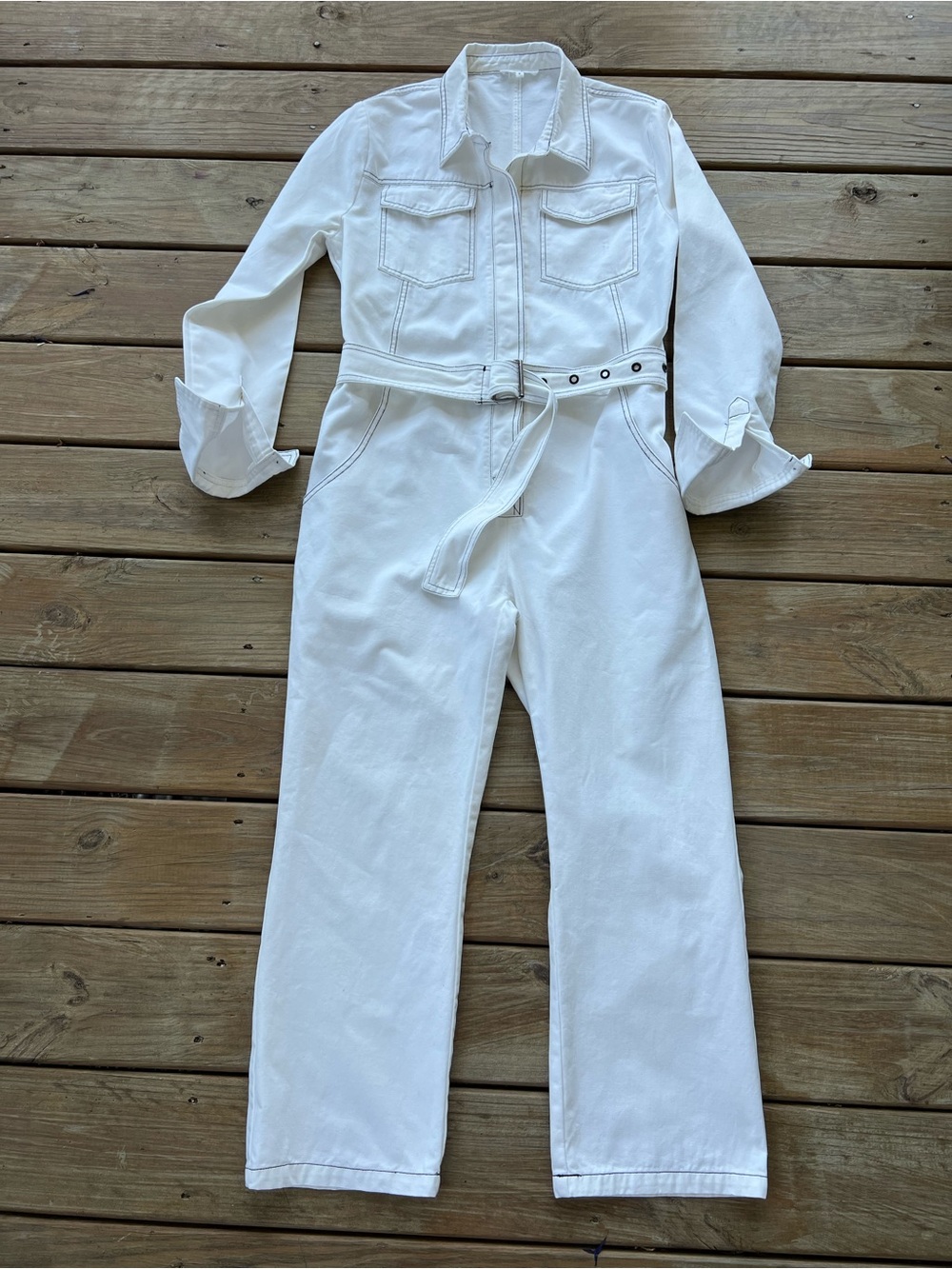 BURU Josephine Jumpsuit White Painter’s Utility Boiler